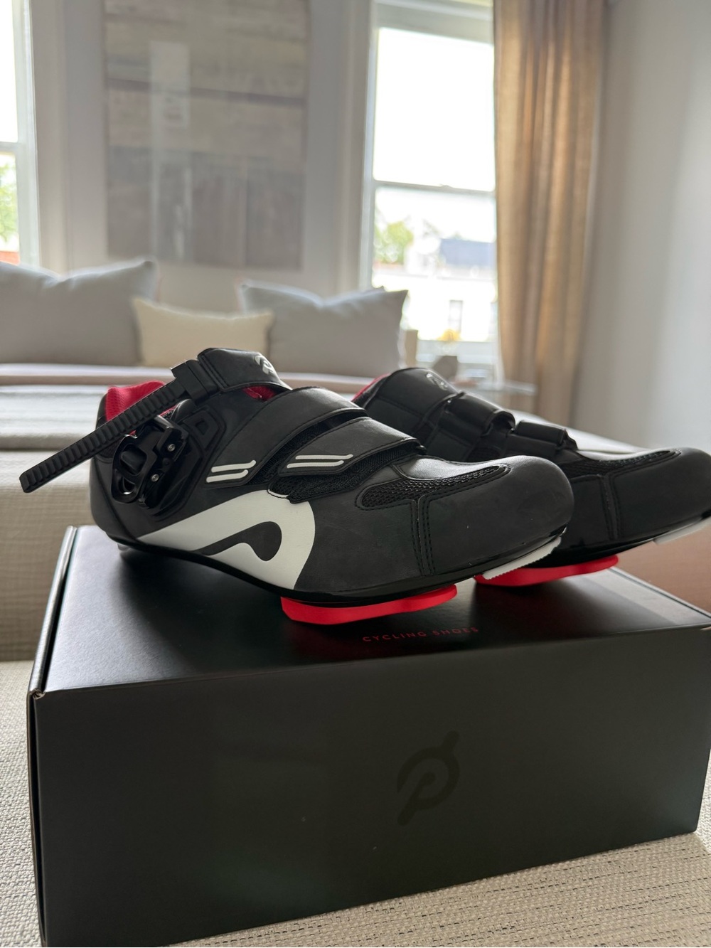 Peloton OriginalCycling Shoes - Black with White and Red Accents NWT
